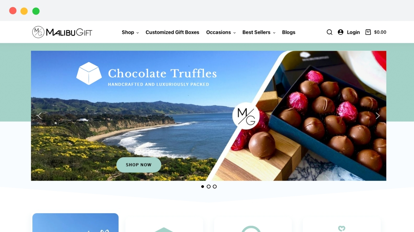 Malibu Gift home page slider