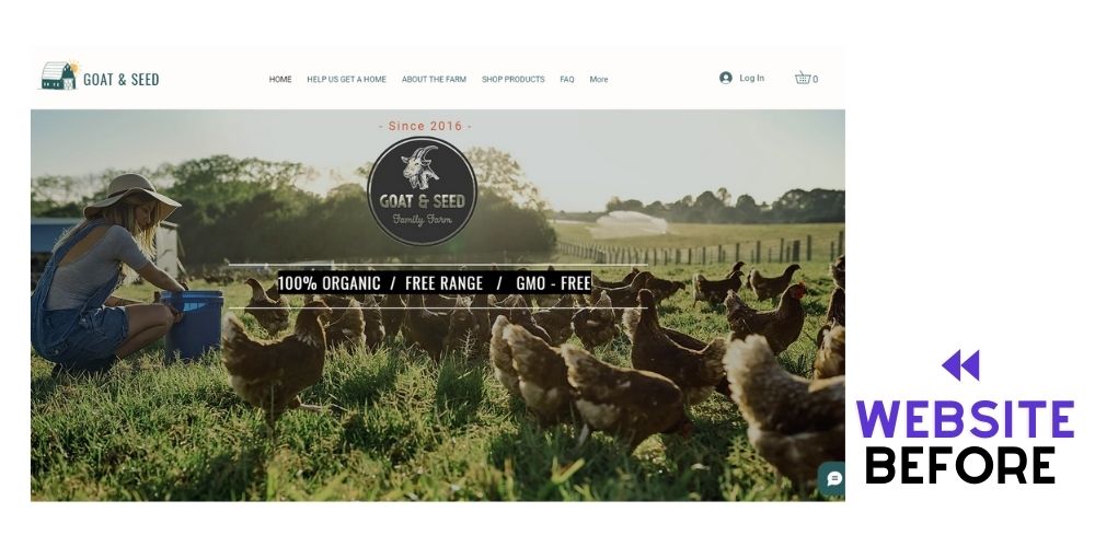 goat and seed home page before